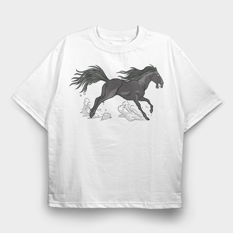 Horse Run, Tricou Oversize Barbati (Unisex)