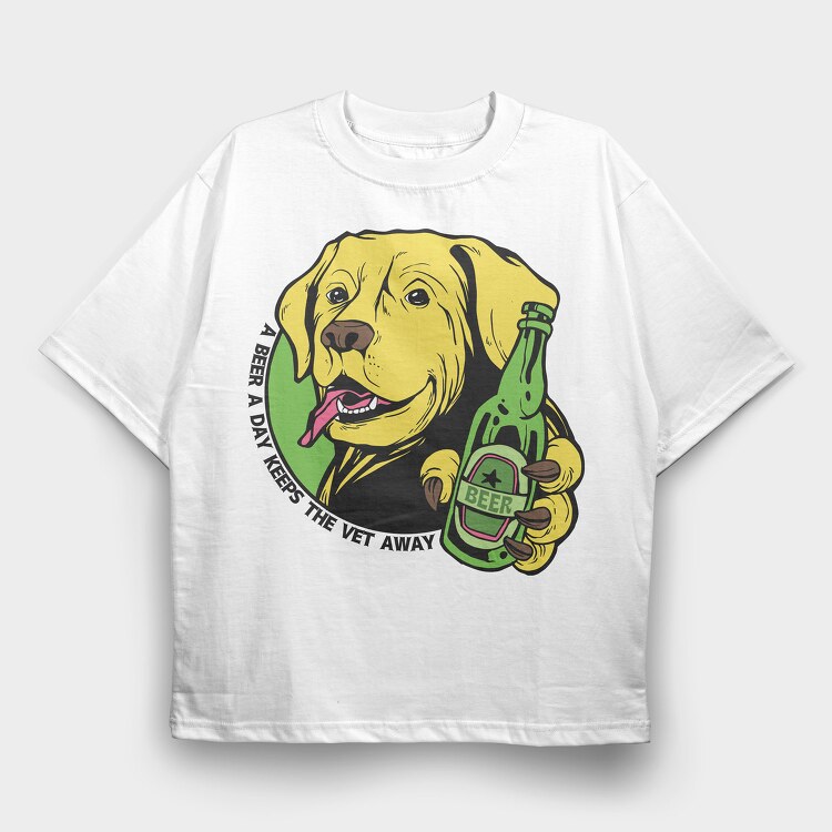 A Beer A Day Keeps Yhe Vet Away, Tricou Oversize Barbati (Unisex)
