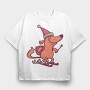 Dog Skiing, Tricou Oversize Barbati (Unisex)