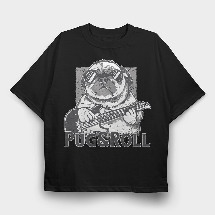 Pug And Roll, Tricou Oversize Barbati (Unisex)