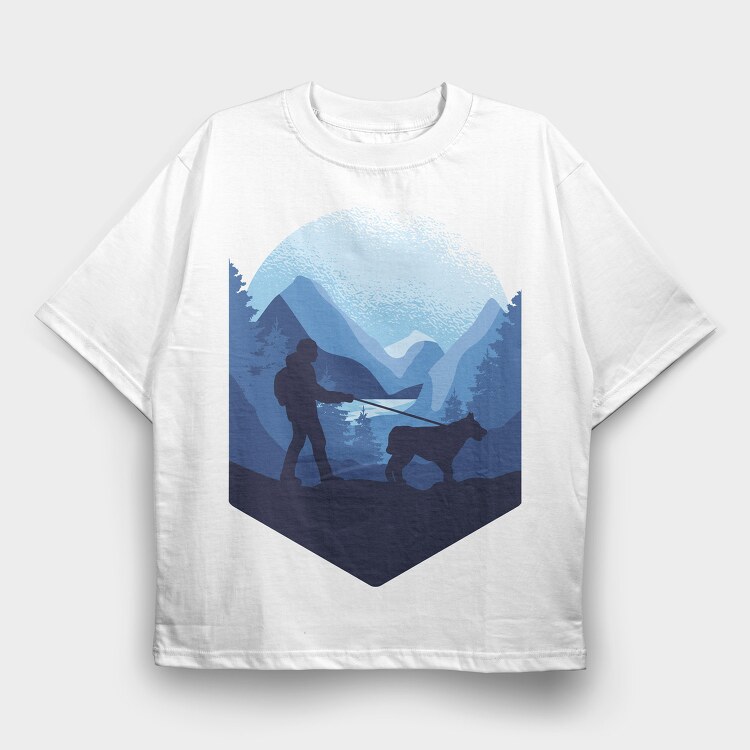 Dog Trekking, Tricou Oversize Barbati (Unisex)