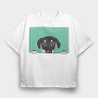 Peeking Dog, Tricou Oversize Barbati (Unisex)