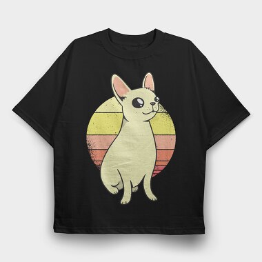 Chihuahua Retro Sunset, Tricou Oversize Barbati (Unisex)