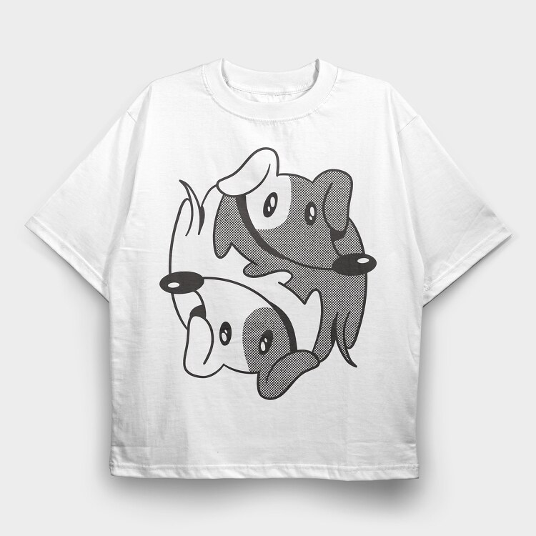 Dachshund Yin Yang, Tricou Oversize Barbati (Unisex)
