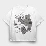 Dachshund Yin Yang, Tricou Oversize Barbati (Unisex)