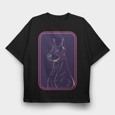 Doberman Dog, Tricou Oversize Barbati (Unisex)