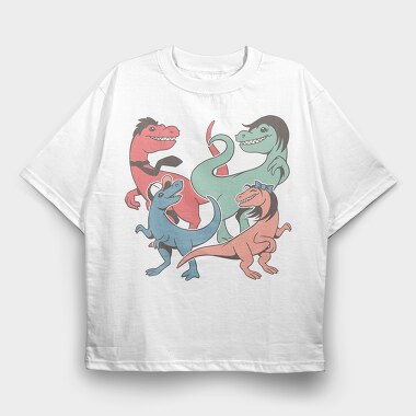 Dinosaurs Family, Tricou Oversize Barbati (Unisex)