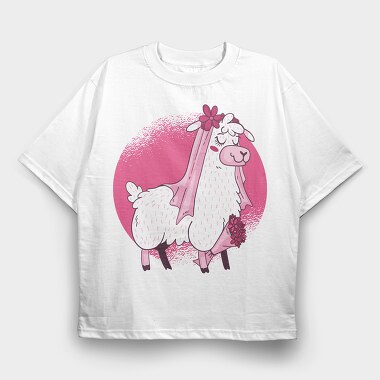 Llama Bride, Tricou Oversize Barbati (Unisex)