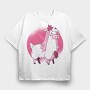 Llama Bride, Tricou Oversize Barbati (Unisex)