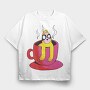 Sloth On Coffee, Tricou Oversize Barbati (Unisex)
