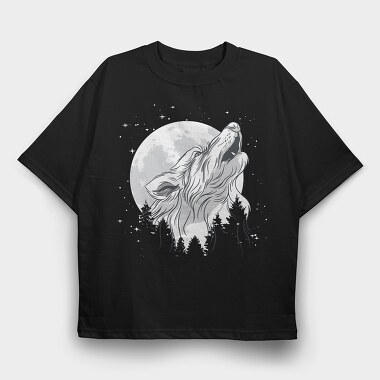 Wolf Moon, Tricou Oversize Barbati (Unisex)