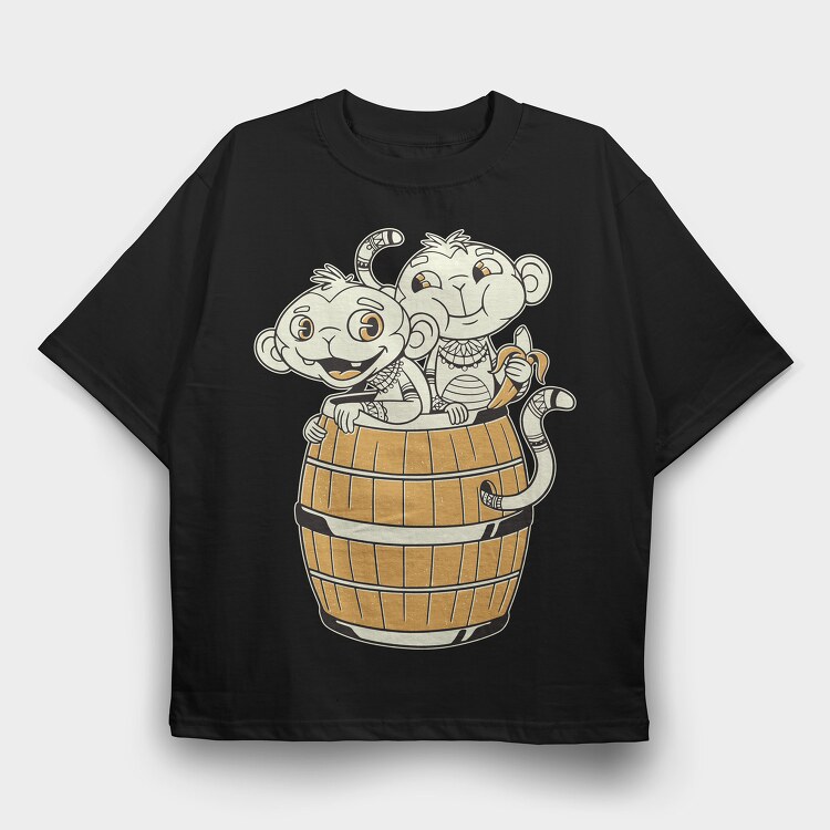 Monkeys Tribals, Tricou Oversize Barbati (Unisex)