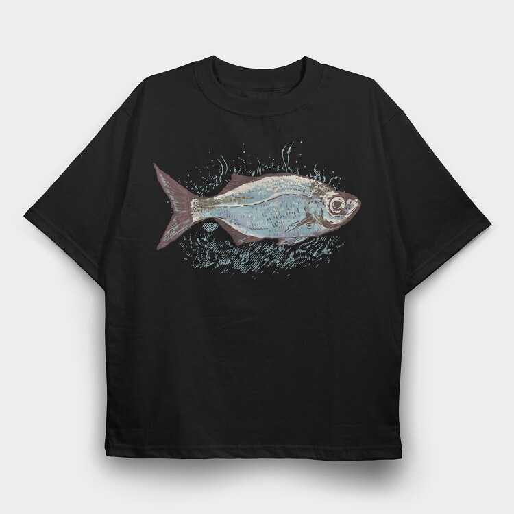 Fish Drawing, Tricou Oversize Barbati (Unisex)