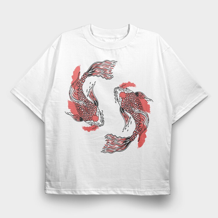 Fish Koi, Tricou Oversize Barbati (Unisex)
