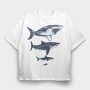 Megalodon Sizes, Tricou Oversize Barbati (Unisex)