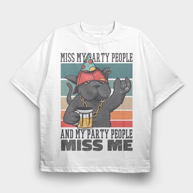 Party Cat, Tricou Oversize Barbati (Unisex)