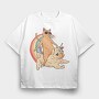 Cat Riding Dog Unicorn, Tricou Oversize Barbati (Unisex)