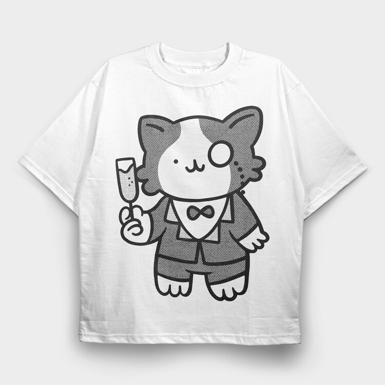 Tux Cat, Tricou Oversize Barbati (Unisex)