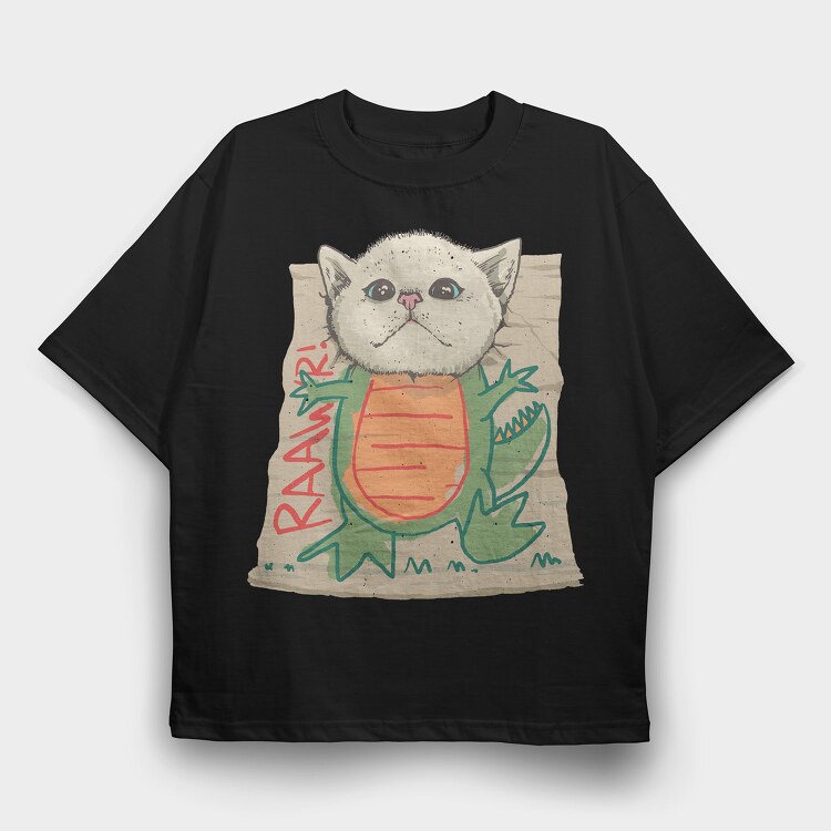 Dinosaur Cat, Tricou Oversize Barbati (Unisex)