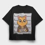Mugshot Cat, Tricou Oversize Barbati (Unisex)