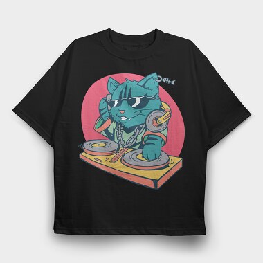 DJ Cat, Tricou Oversize Barbati (Unisex)