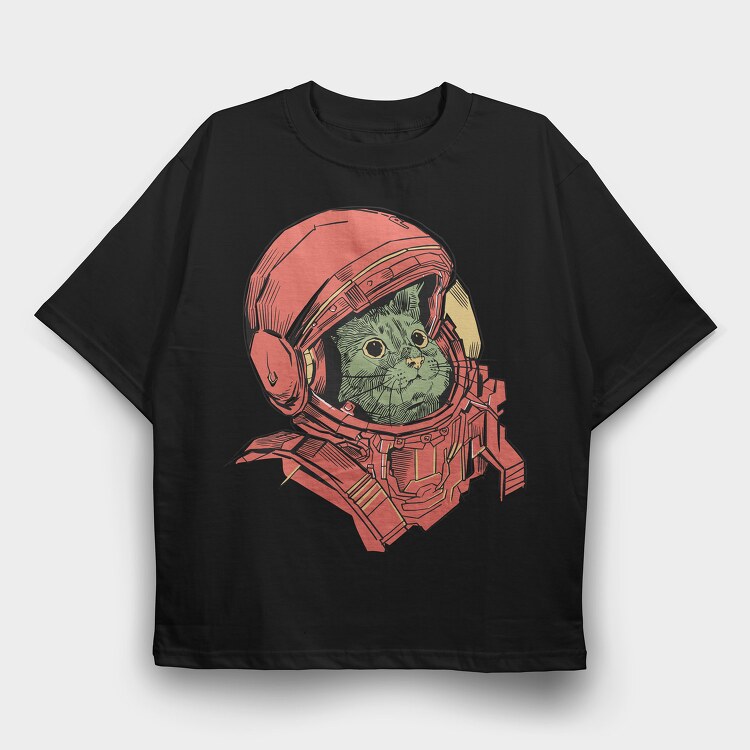 Cat Astronaut, Tricou Oversize Barbati (Unisex)