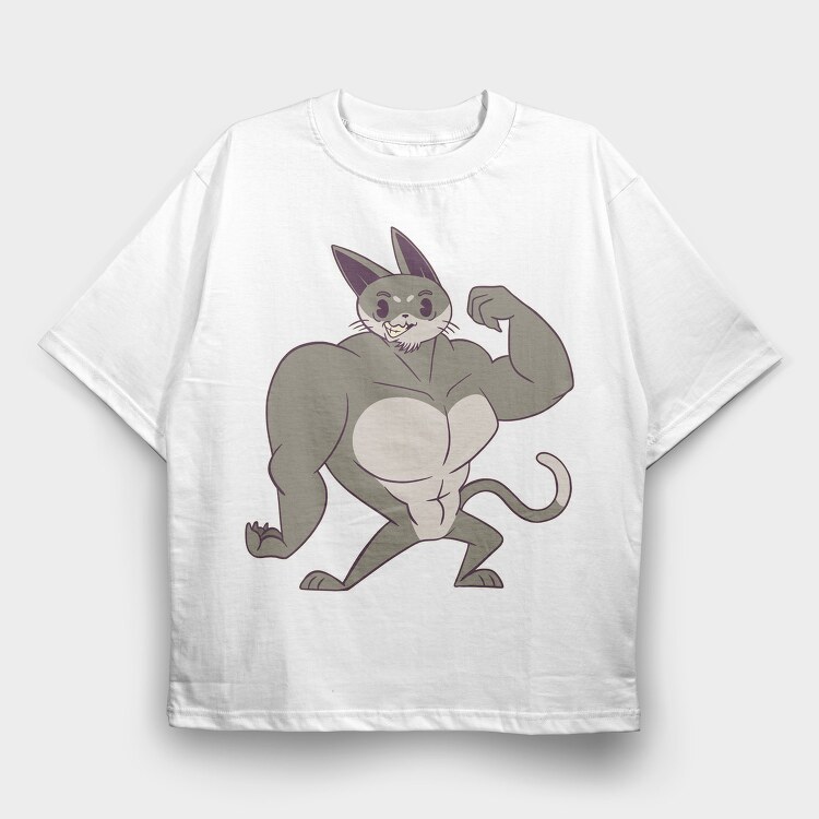 Muscle Cat, Tricou Oversize Barbati (Unisex)