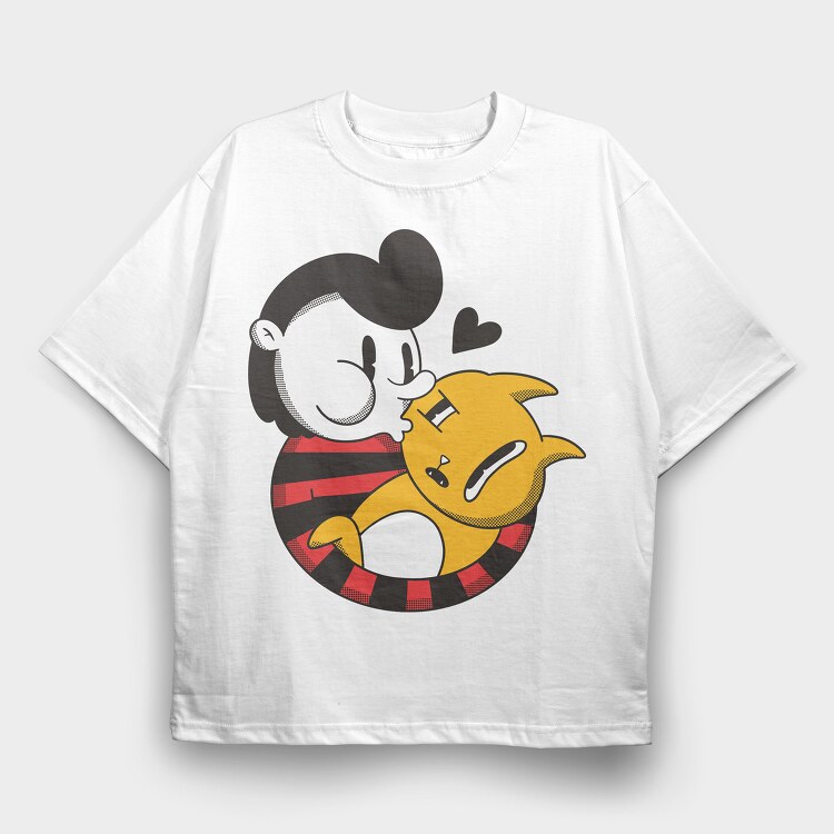 Cat Hug, Tricou Oversize Barbati (Unisex)