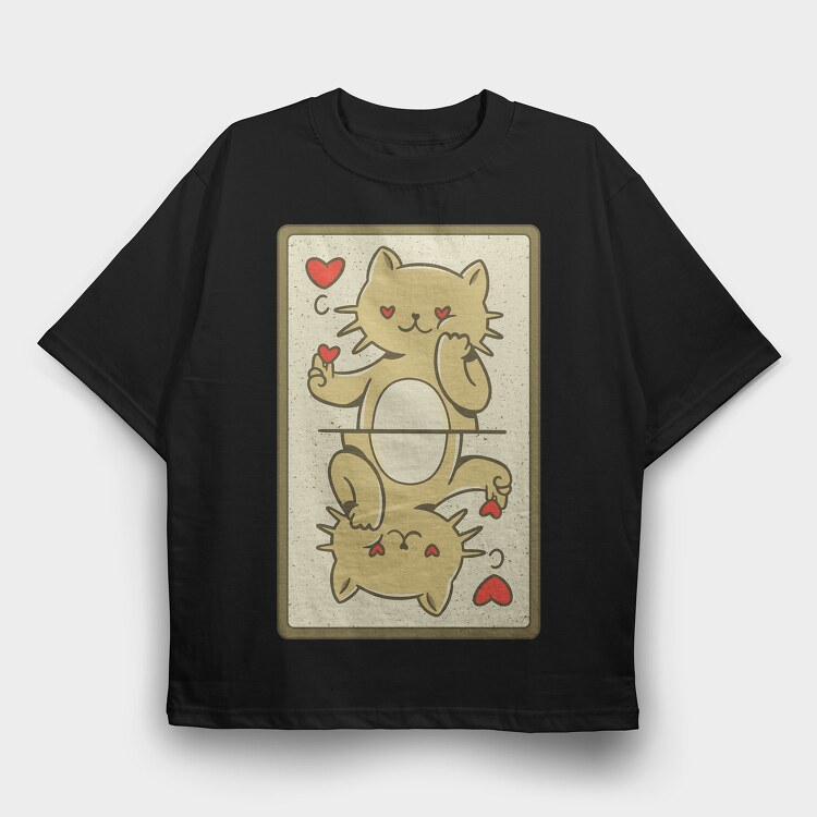 Cat Card, Tricou Oversize Barbati (Unisex)