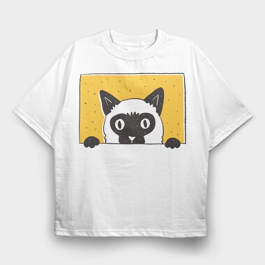 Peeking Cat, Tricou Oversize Barbati (Unisex)