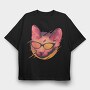 Cat Glasses, Tricou Oversize Barbati (Unisex)
