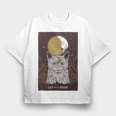 Cat Moon, Tricou Oversize Barbati (Unisex)