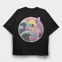 Japanese Wave Cat, Tricou Oversize Barbati (Unisex)