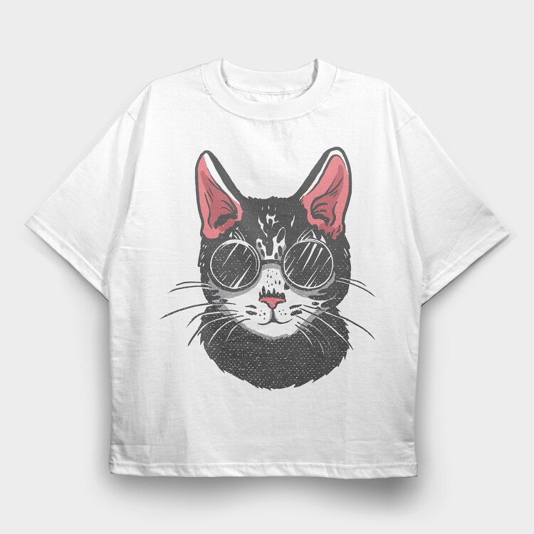 Sunglasses Cat, Tricou Oversize Barbati (Unisex)