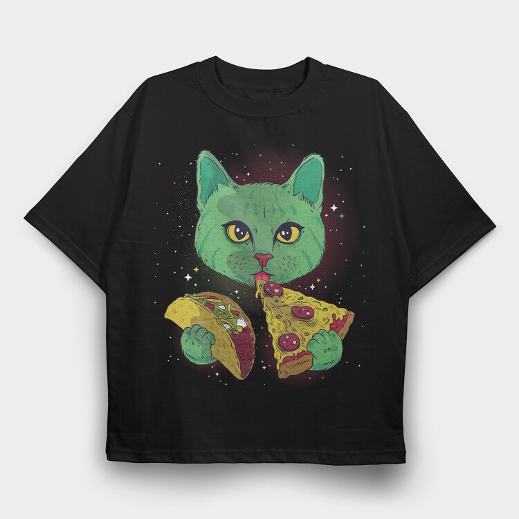 Cosmic Cat, Tricou Oversize Barbati (Unisex)