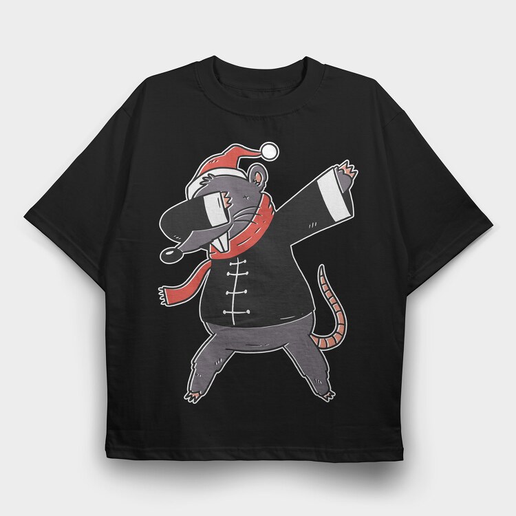 Chinese Rat Christmas, Tricou Oversize Barbati (Unisex)