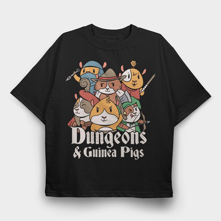 Dungeons And Guinea Pigs, Tricou Oversize Barbati (Unisex)