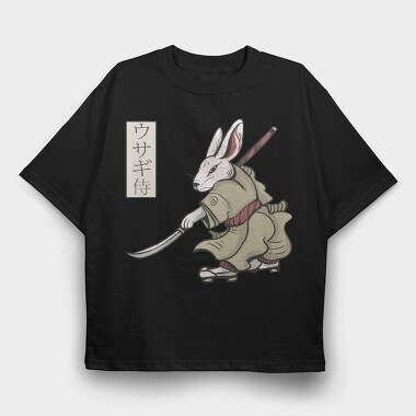 Rabbit Samurai, Tricou Oversize Barbati (Unisex)