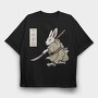 Rabbit Samurai, Tricou Oversize Barbati (Unisex)