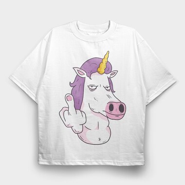 Middle Finger Unicorn, Tricou Oversize Barbati (Unisex)