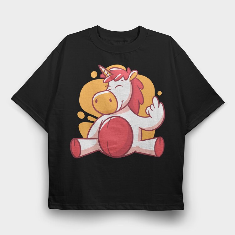 Unicorn Middle Finger, Tricou Oversize Barbati (Unisex)
