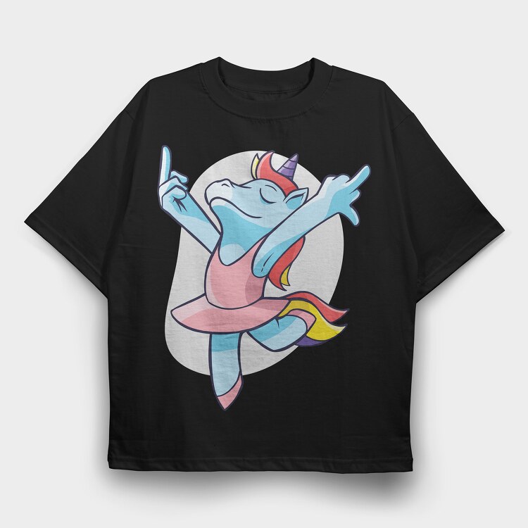 Unicorn Ballet Middle Finger, Tricou Oversize Barbati (Unisex)