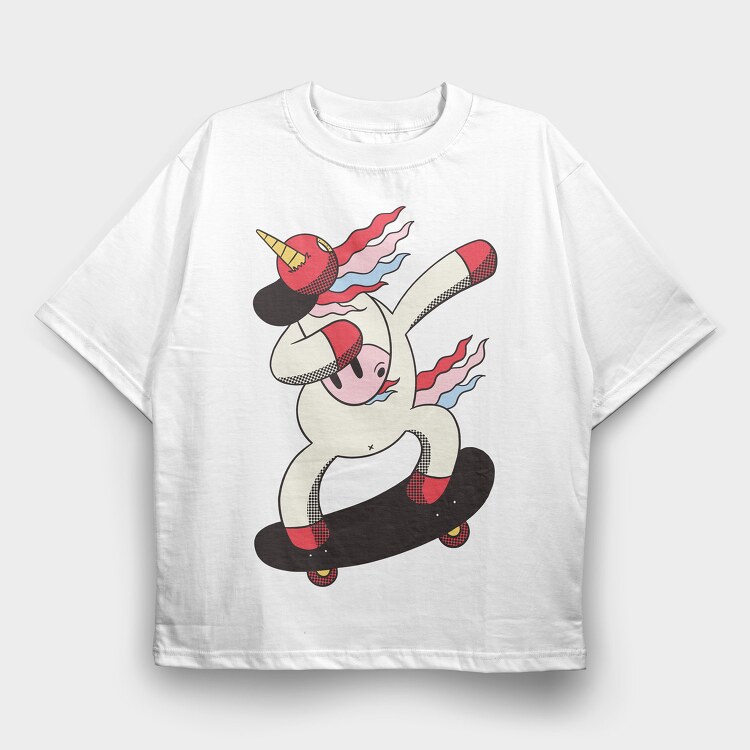Dabbing Skater Unicorn, Tricou Oversize Barbati (Unisex)