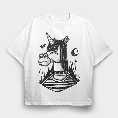 Emo Unicorn, Tricou Oversize Barbati (Unisex)