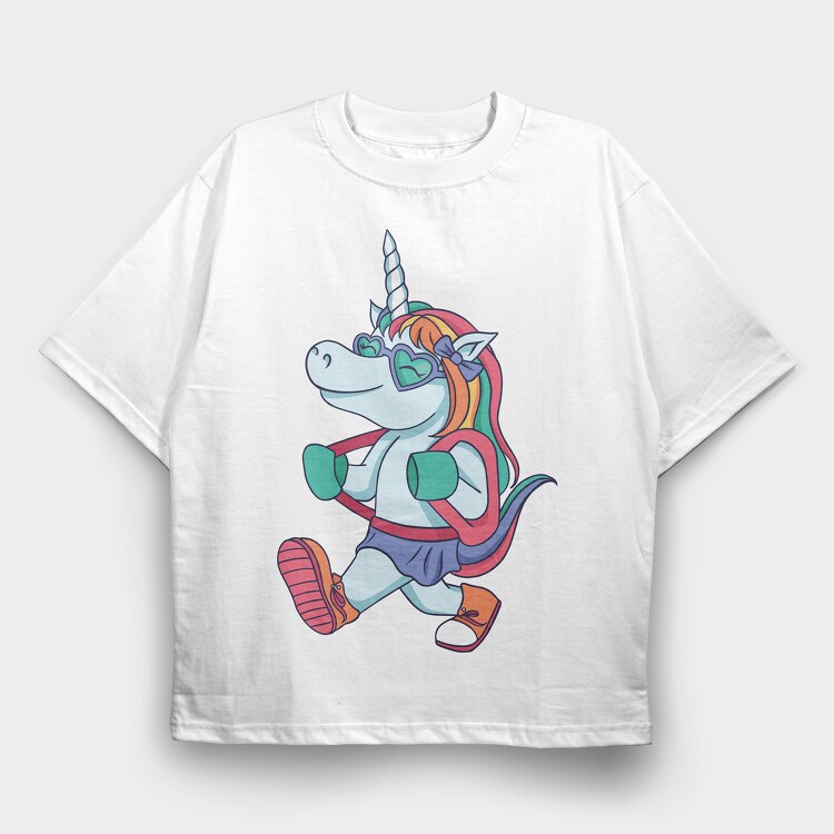 School Unicorn, Tricou Oversize Barbati (Unisex)