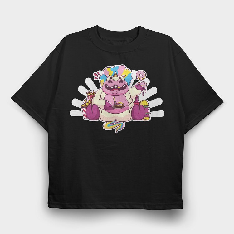 Fat Unicorn, Tricou Oversize Barbati (Unisex)