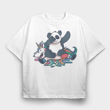 Panda Unicorn Dab, Tricou Oversize Barbati (Unisex)