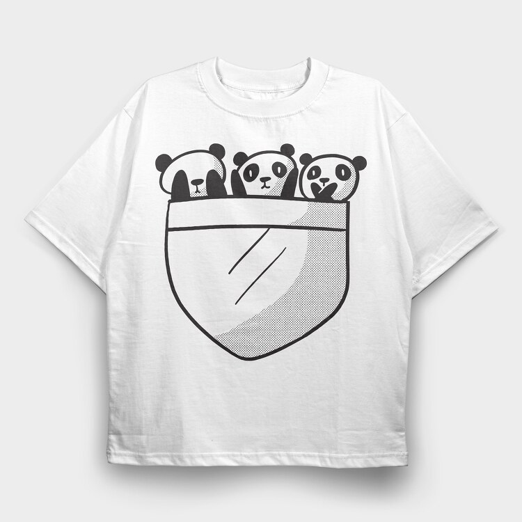 Panda Pocket, Tricou Oversize Barbati (Unisex)