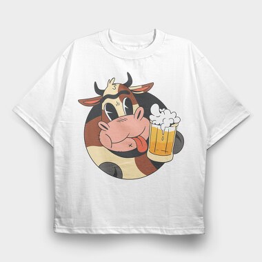 Cow Beer, Tricou Oversize Barbati (Unisex)
