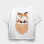 Pocket Fox, Tricou Oversize Barbati (Unisex)